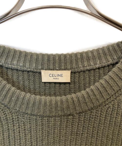 CELINE（セリーヌ）CELINE (セリーヌ) OVERSIZED CELINE SWEATER IN RIBBED WOOL オーバーサイズド セリーヌ セーター イン リブド ウール 2AB97650S オリーブ サイズ:Mの古着・服飾アイテム