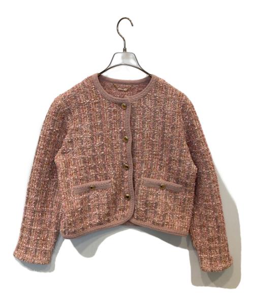CELFORD（セルフォード）CELFORD (セルフォード) ツイードニットジャケット CWNJ254069 ピンク サイズ:ONE SIZEの古着・服飾アイテム