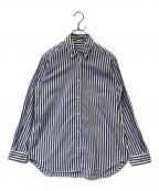 MUSE de Deuxieme Classeミューズ ドゥーズィエム クラス）の古着「STRIPE ストライプ　ボタンダウン シャツ　26050500405010」｜ネイビー×ホワイト