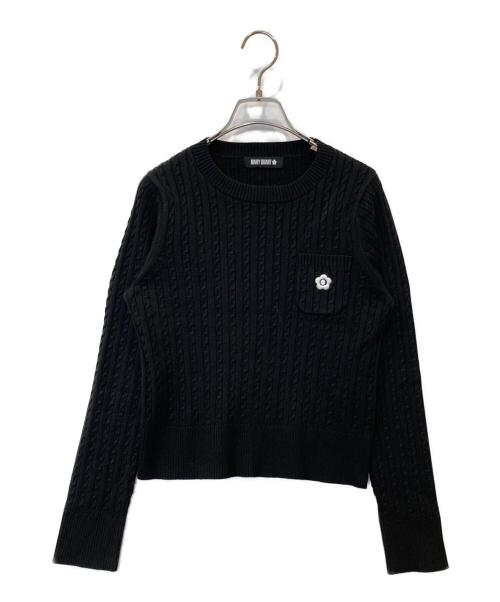 MARY QUANT（マリークヮント）MARY QUANT (マリークヮント) デイジーワンポイントケーブルニット　224-703705 ブラック サイズ:Mの古着・服飾アイテム