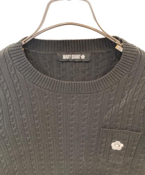 MARY QUANT（マリークヮント）MARY QUANT (マリークヮント) デイジーワンポイントケーブルニット　224-703705 ブラック サイズ:Mの古着・服飾アイテム