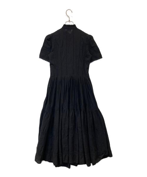 POLO BY RALPH LAUREN（ポロ バイ ラルフローレン）POLO by RALPH LAUREN (ポロ バイ ラルフローレン) フリルトリム コットン ボイル ドレス ブラックの古着・服飾アイテム