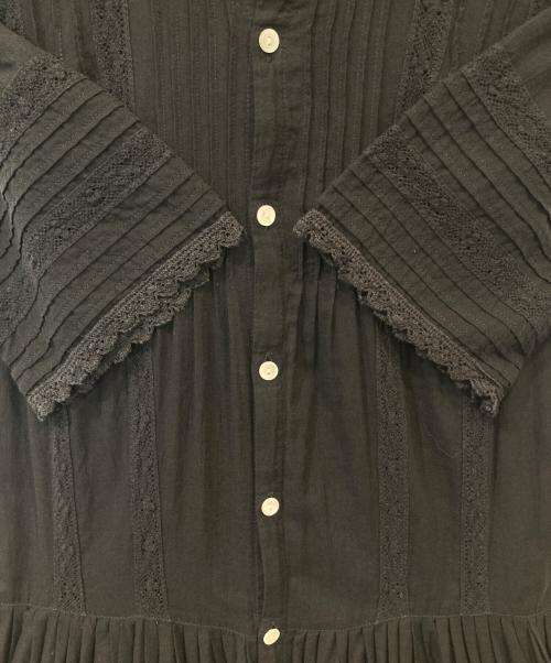 POLO BY RALPH LAUREN（ポロ バイ ラルフローレン）POLO by RALPH LAUREN (ポロ バイ ラルフローレン) フリルトリム コットン ボイル ドレス ブラックの古着・服飾アイテム