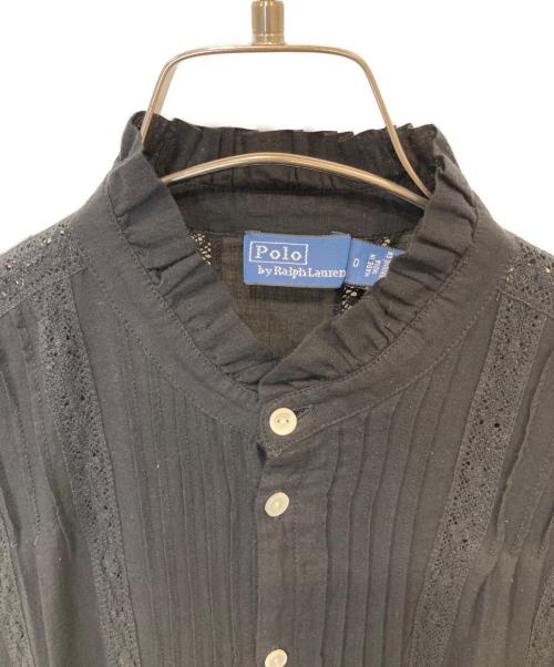 POLO BY RALPH LAUREN（ポロ バイ ラルフローレン）POLO by RALPH LAUREN (ポロ バイ ラルフローレン) フリルトリム コットン ボイル ドレス ブラックの古着・服飾アイテム