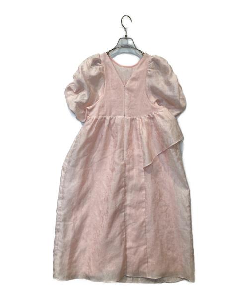 ANDRESD（アンドレスド）ANDRESD (アンドレスド) bubble sleeve jacquard dress　バブルスリーブ ジャカードドレス ピンク サイズ:Sの古着・服飾アイテム