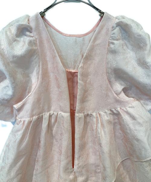 ANDRESD（アンドレスド）ANDRESD (アンドレスド) bubble sleeve jacquard dress　バブルスリーブ ジャカードドレス ピンク サイズ:Sの古着・服飾アイテム