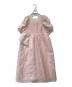 ANDRESD（アンドレスド）の古着「bubble sleeve jacquard dress　バブルスリーブ ジャカードドレス」｜ピンク