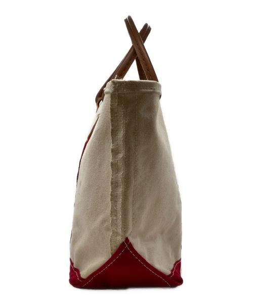 L.L.Bean（エルエルビーン）L.L.Bean (エルエルビーン) レザーハンドルキャンバストートバッグ レッド×ベージュの古着・服飾アイテム