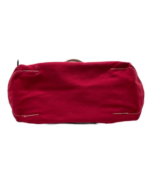 L.L.Bean（エルエルビーン）L.L.Bean (エルエルビーン) レザーハンドルキャンバストートバッグ レッド×ベージュの古着・服飾アイテム
