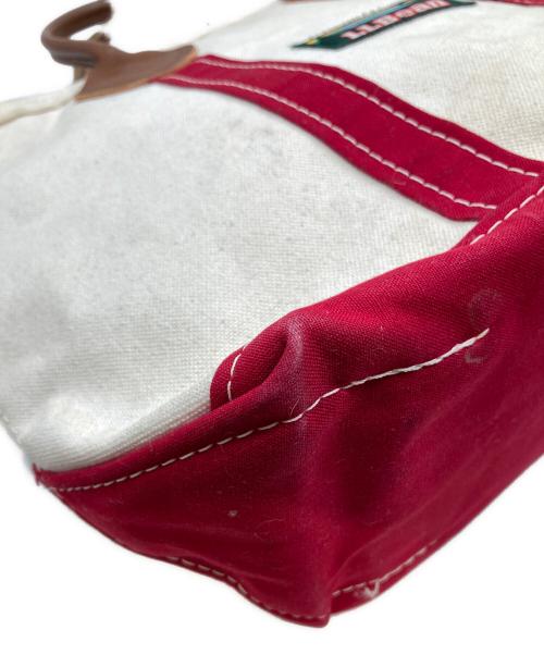 L.L.Bean（エルエルビーン）L.L.Bean (エルエルビーン) レザーハンドルキャンバストートバッグ レッド×ベージュの古着・服飾アイテム
