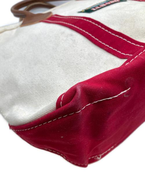 L.L.Bean（エルエルビーン）L.L.Bean (エルエルビーン) レザーハンドルキャンバストートバッグ レッド×ベージュの古着・服飾アイテム