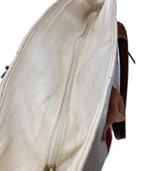 L.L.Bean（エルエルビーン）L.L.Bean (エルエルビーン) レザーハンドルキャンバストートバッグ レッド×ベージュの古着・服飾アイテム