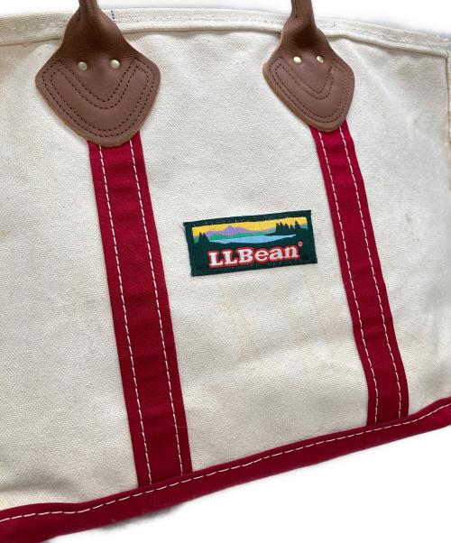 L.L.Bean（エルエルビーン）L.L.Bean (エルエルビーン) レザーハンドルキャンバストートバッグ レッド×ベージュの古着・服飾アイテム