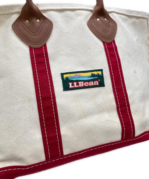 L.L.Bean（エルエルビーン）L.L.Bean (エルエルビーン) レザーハンドルキャンバストートバッグ レッド×ベージュの古着・服飾アイテム