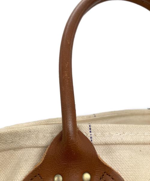 L.L.Bean（エルエルビーン）L.L.Bean (エルエルビーン) レザーハンドルキャンバストートバッグ レッド×ベージュの古着・服飾アイテム