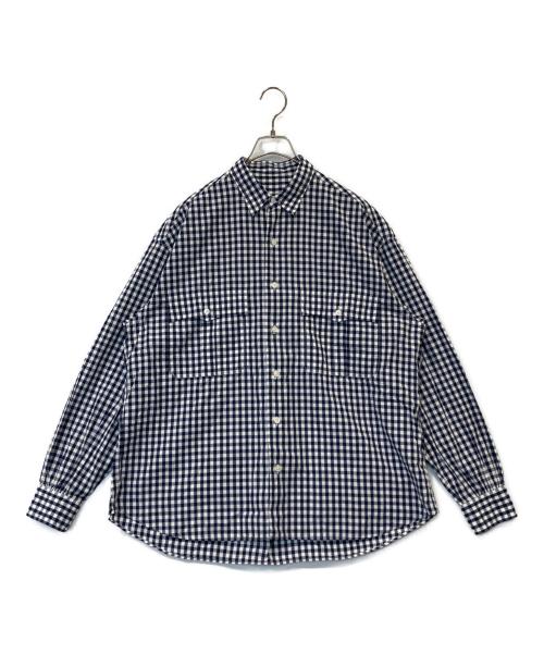 Porter Classic（ポータークラシック）Porter Classic (ポータークラシック) ROLL UP GINGHAM CHECK SHIRT ロールアップ ギンガムチェック シャツ ネイビー×ホワイト サイズ:Mの古着・服飾アイテム