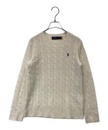 POLO RALPH LAUREN（ポロ・ラルフローレン）の古着「カシミヤ混ケーブルニット」｜ホワイト