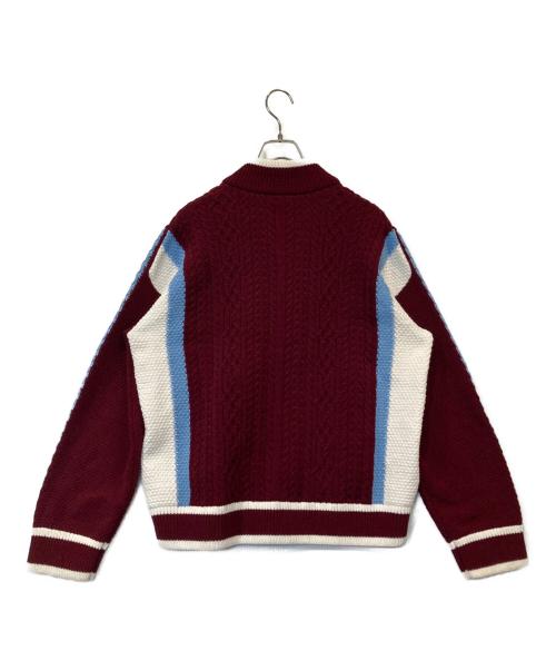 adidas（アディダス）adidas (アディダス) レトロ リミックス カーディガン バーガンディー サイズ:Lの古着・服飾アイテム