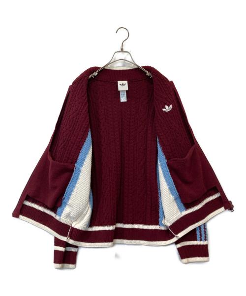 adidas（アディダス）adidas (アディダス) レトロ リミックス カーディガン バーガンディー サイズ:Lの古着・服飾アイテム
