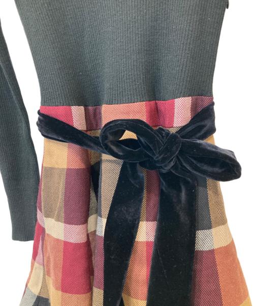 BLUE LABEL CRESTBRIDGE（ブルーレーベルクレストブリッジ）BLUE LABEL CRESTBRIDGE (ブルーレーベルクレストブリッジ) 切替ワンピース ブラック×ブラウン サイズ:36の古着・服飾アイテム