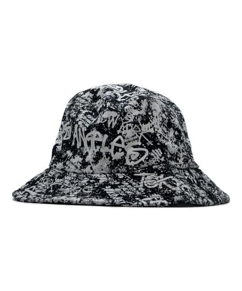 stussy（ステューシー）stussy (ステューシー) グラフィックバケットハット ホワイト×ブラックの古着・服飾アイテム