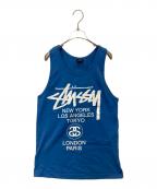 stussyステューシー）の古着「ロゴプリントタンクトップ 2161700」｜ブルー