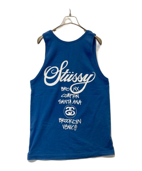 stussy（ステューシー）stussy (ステューシー) ロゴプリントタンクトップ 2161700 ブルー サイズ:Sの古着・服飾アイテム