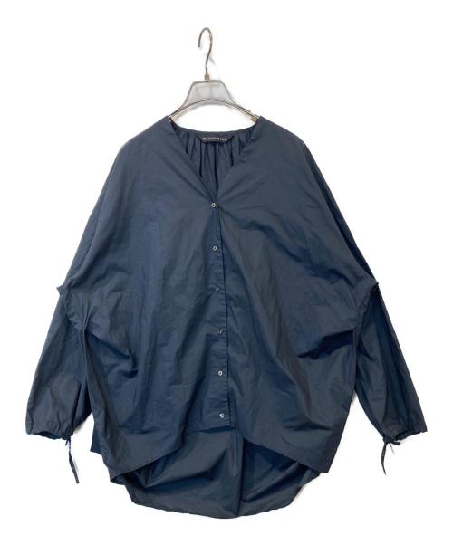 mizuiro-ind（ミズイロインド）mizuiro-ind (ミズイロインド) ノーカラーシャツブラウス ネイビー サイズ:不明の古着・服飾アイテム