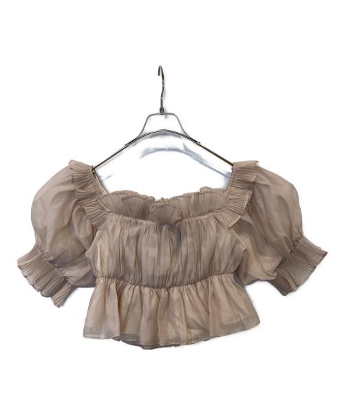 Snidel（スナイデル）Snidel (スナイデル) Sustainableギャザーオフショルブラウス SWFB242037 ベージュ サイズ:FREEの古着・服飾アイテム