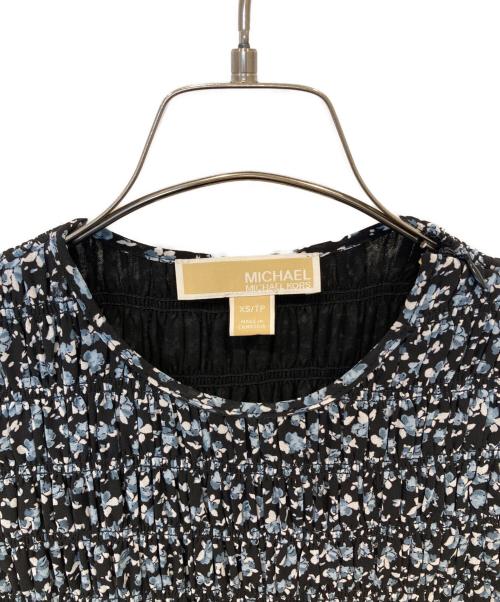 MICHAEL KORS（マイケルコース）MICHAEL KORS (マイケルコース) フローラルプリント スモック ジョーゼット マキシ ドレス MS582VFH81 ブラック×ブルー サイズ:XSの古着・服飾アイテム
