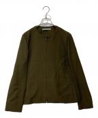 theory luxeセオリーリュクス）の古着「ノーカラージップジャケット 03-0104135」｜オリーブ