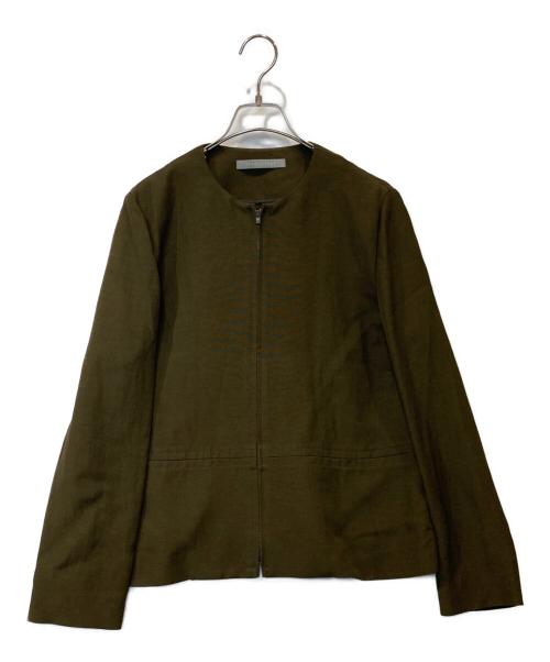 theory luxe（セオリーリュクス）theory luxe (セオリーリュクス) ノーカラージップジャケット 03-0104135 オリーブ サイズ:38の古着・服飾アイテム