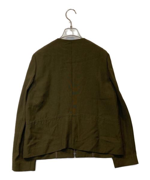 theory luxe（セオリーリュクス）theory luxe (セオリーリュクス) ノーカラージップジャケット 03-0104135 オリーブ サイズ:38の古着・服飾アイテム