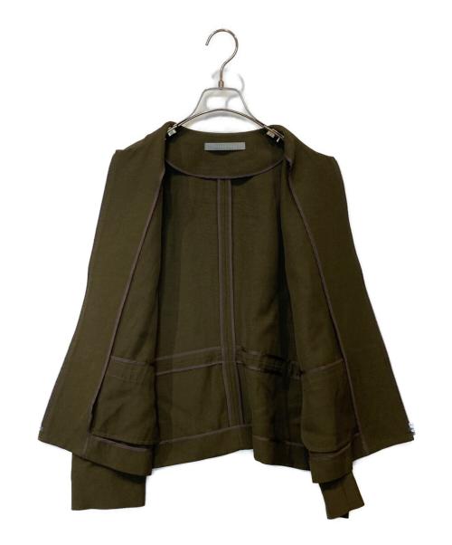 theory luxe（セオリーリュクス）theory luxe (セオリーリュクス) ノーカラージップジャケット 03-0104135 オリーブ サイズ:38の古着・服飾アイテム