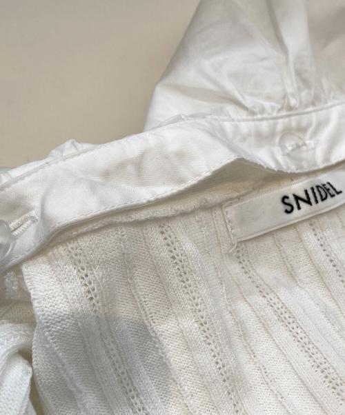 Snidel（スナイデル）Snidel (スナイデル) レースカラーデザインニットカーディガン SWNT261201 ホワイト サイズ:FREEの古着・服飾アイテム