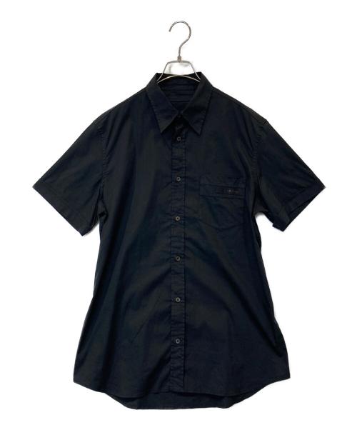 PRADA（プラダ）PRADA (プラダ) コットンナイロンストレッチロゴ半袖シャツ SC181H F62 ブラック サイズ:41の古着・服飾アイテム