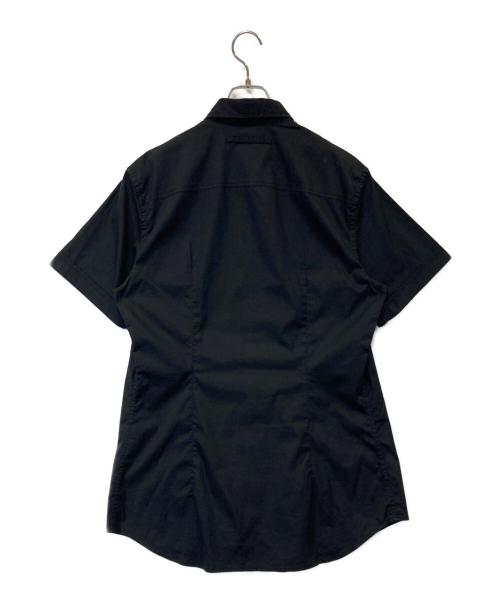 PRADA（プラダ）PRADA (プラダ) コットンナイロンストレッチロゴ半袖シャツ SC181H F62 ブラック サイズ:41の古着・服飾アイテム