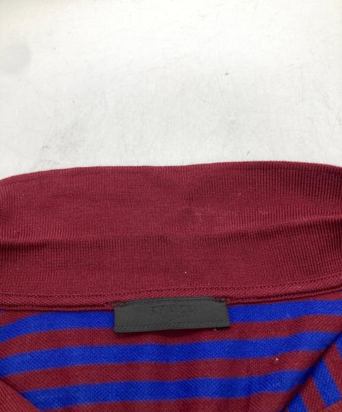 PRADA（プラダ）PRADA (プラダ) ボーダーポロシャツ UJM730 S122 ネイビー サイズ:XLの古着・服飾アイテム