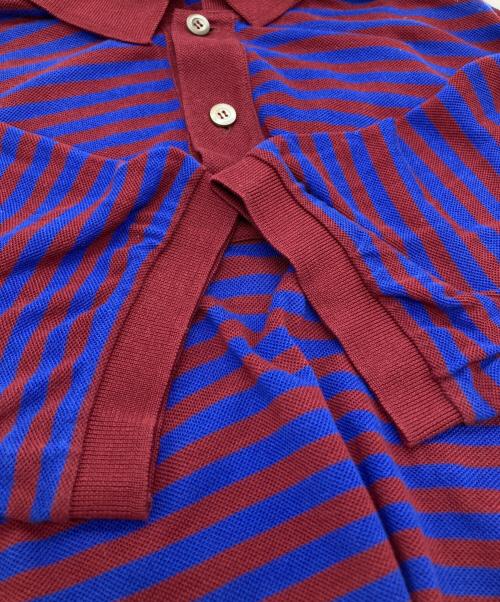 PRADA（プラダ）PRADA (プラダ) ボーダーポロシャツ UJM730 S122 ネイビー サイズ:XLの古着・服飾アイテム