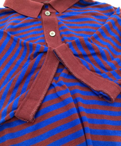 PRADA（プラダ）PRADA (プラダ) ボーダーポロシャツ UJM730 S122 ネイビー サイズ:XLの古着・服飾アイテム