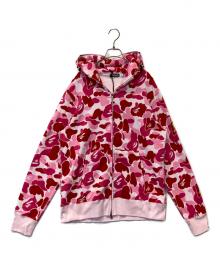 A BATHING APE（アベイシングエイプ）の古着「ABC CAMO SHARK FULL ZIP HOODIE エービーシー カモ シャーク フル ジップ フーディー 001ZPK301005M」｜ピンク