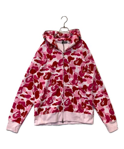 A BATHING APE（アベイシングエイプ）A BATHING APE (アベイシングエイプ) ABC CAMO SHARK FULL ZIP HOODIE エービーシー カモ シャーク フル ジップ フーディー 001ZPK301005M ピンク サイズ:Lの古着・服飾アイテム