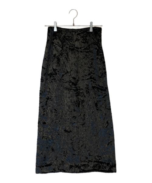 YLEVE（イレーヴ）YLEVE (イレーヴ) CRUSH VELVET SK クラッシュ ベルベット スカート ブラックの古着・服飾アイテム