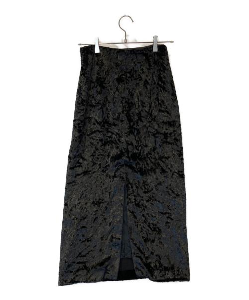 YLEVE（イレーヴ）YLEVE (イレーヴ) CRUSH VELVET SK クラッシュ ベルベット スカート ブラックの古着・服飾アイテム