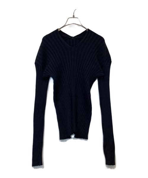 IIROT（イロット）IIROT (イロット) Wide Rib Top ワイド リブ トップ 028-024-KT94 ネイビー サイズ:FREEの古着・服飾アイテム