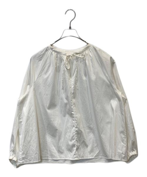 BALLSEY（ボールジィ）BALLSEY (ボールジィ) ハイカウントサテン ボリュームスリーブブラウス ホワイト サイズ:36の古着・服飾アイテム