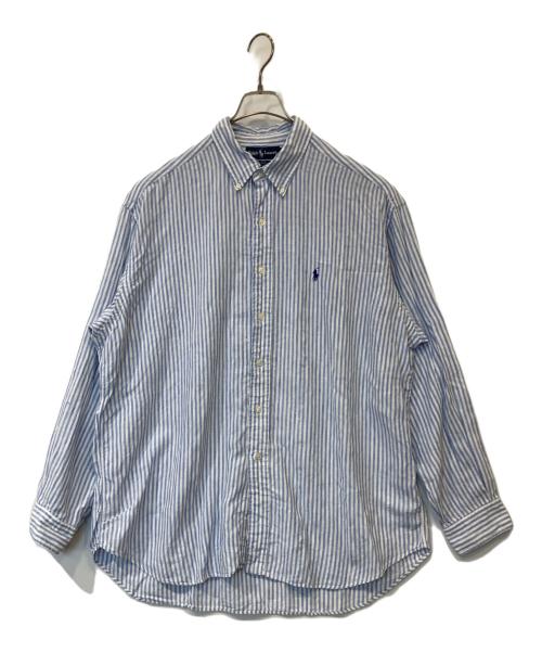 RALPH LAUREN（ラルフローレン）RALPH LAUREN (ラルフローレン) ストライプリネンシャツ ブルー サイズ:XLの古着・服飾アイテム