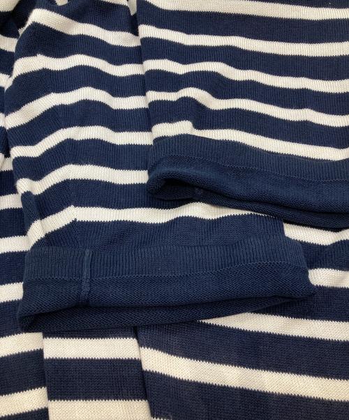 gold（ゴールド）GOLD (ゴールド) COTTON / SILK KNIT PANEL BORDER BOAT NECK OVER SIZE SHIRT　GL90214 ネイビー サイズ:Lの古着・服飾アイテム