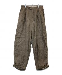 CAHLUMN（カウラム）の古着「French Linen Tweed 1 Tuck Trousers フレンチ リネン ツイード ワンタック トラウザーズ 1043390900064」｜グレー