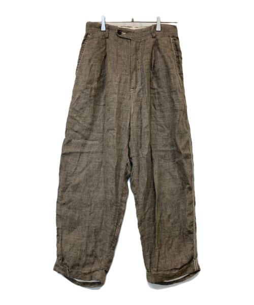CAHLUMN（カウラム）CAHLUMN (カウラム) French Linen Tweed 1 Tuck Trousers フレンチ リネン ツイード ワンタック トラウザーズ 1043390900064 グレー サイズ:Lの古着・服飾アイテム